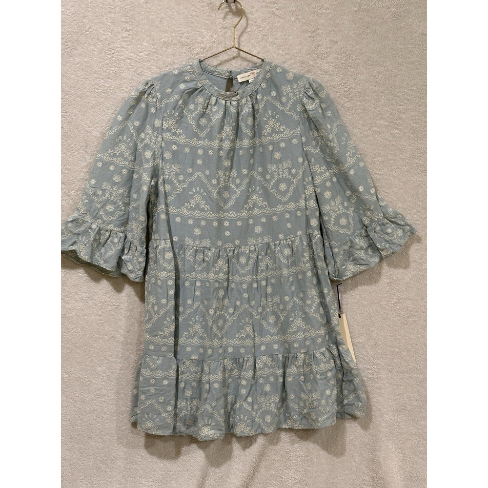 NWT - Penelope Rose Dress Women's Large Embroidered Boho Festival Blue Floral